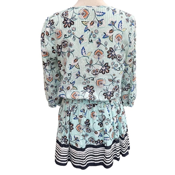 New Juicy Couture Robin's Egg Blue Floral Cotton/Silk Boho Peasant Dress (M) - Picture 8 of 14